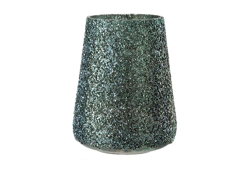 Portavelas de vidrio verde 17x17x23 cm