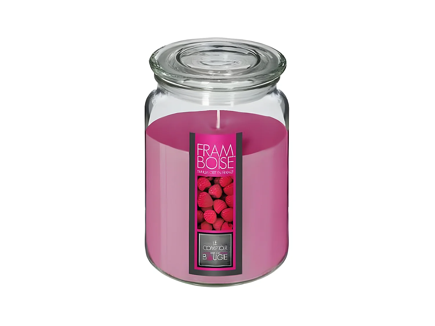 Bougie Parfumée en Verre "Couvercle" 510g Framboise