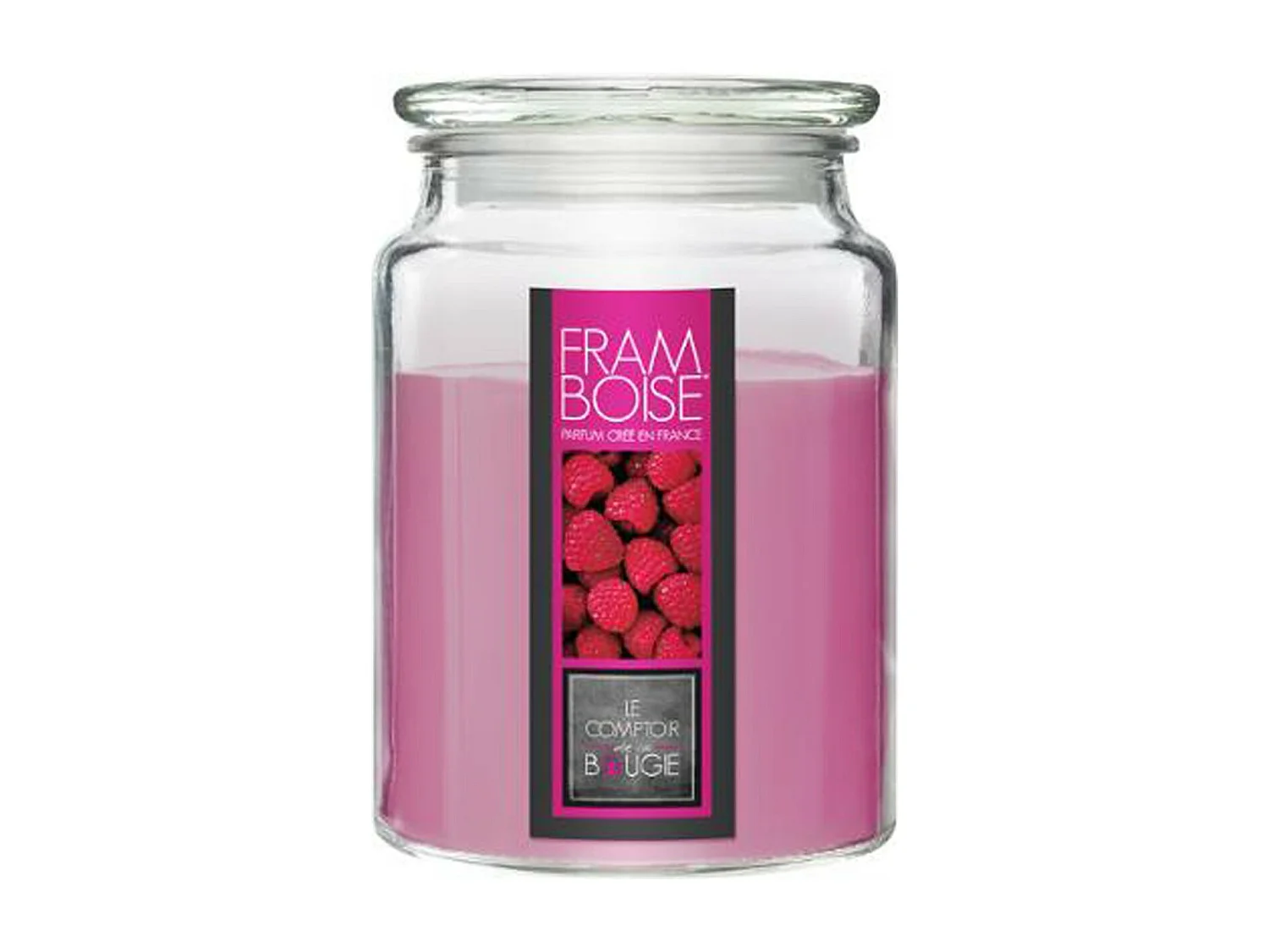 Bougie Parfumée en Verre "Couvercle" 510g Framboise