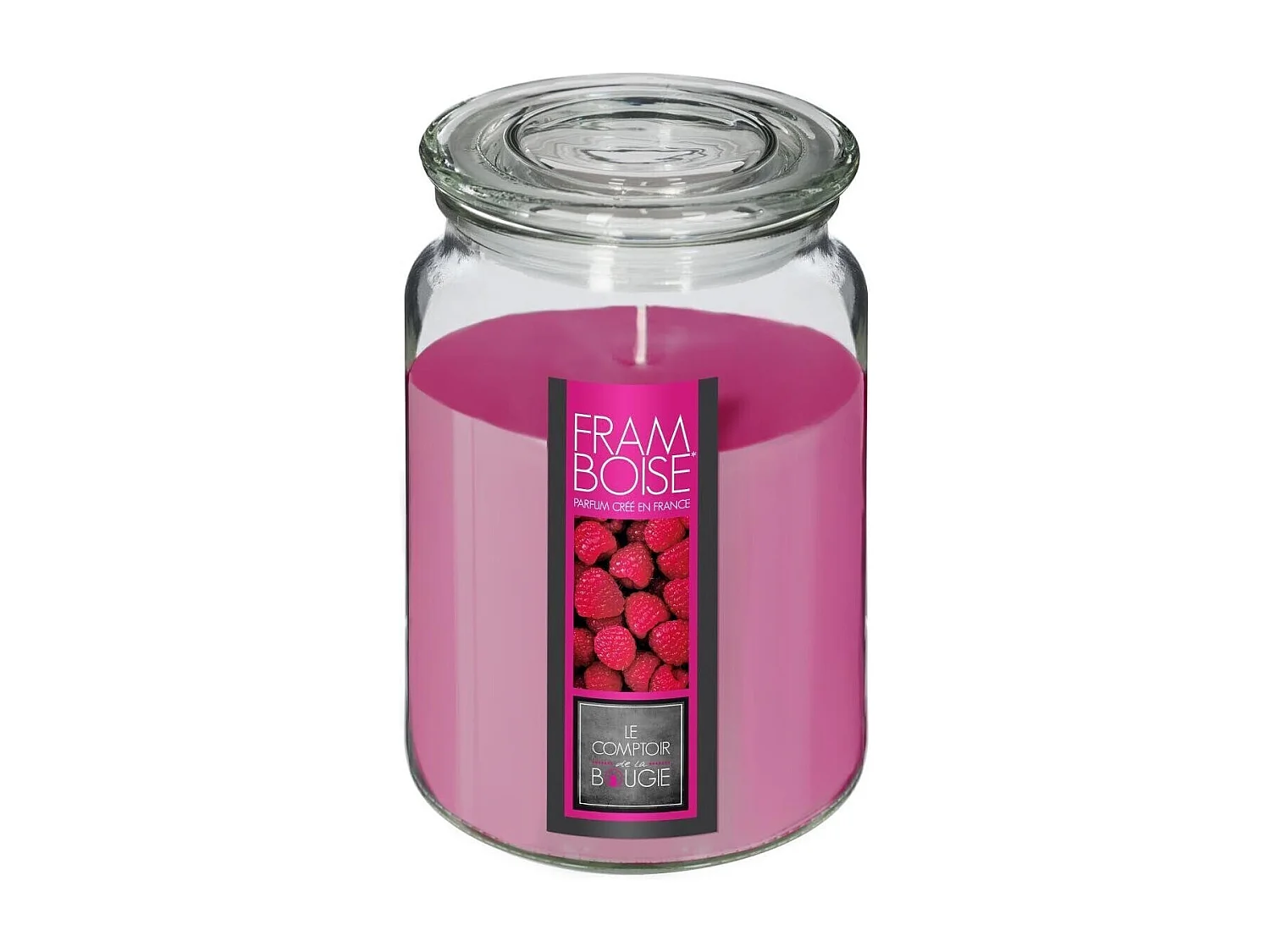 Bougie Parfumée en Verre "Couvercle" 510g Framboise