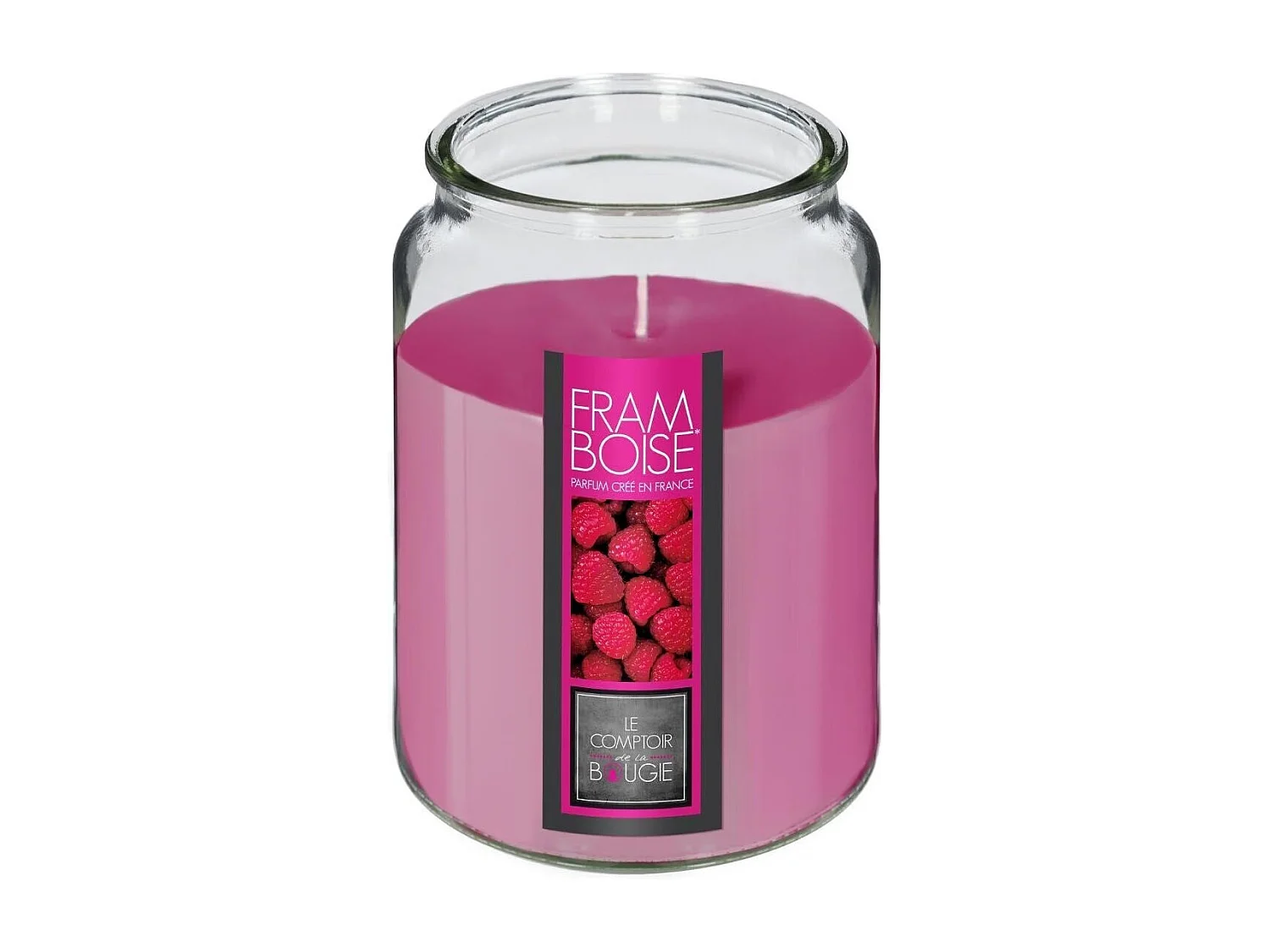 Bougie Parfumée en Verre "Couvercle" 510g Framboise