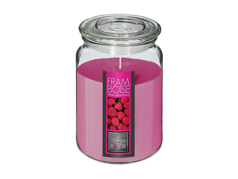 Bougie Parfumée en Verre "Couvercle" 510g Framboise