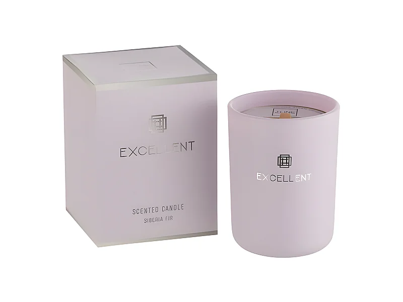 Vela perfumada de 50 horas en un frasco de vidrio morado de 9x9x11 cm