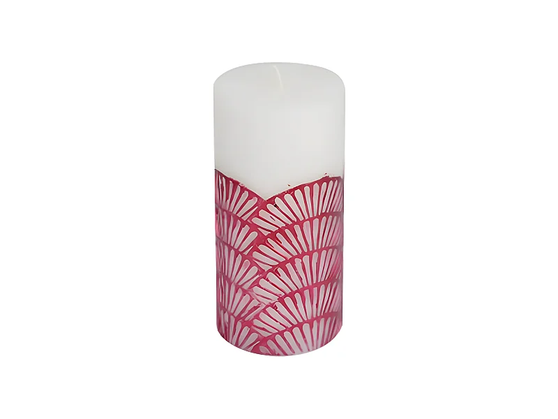 Bougie Pilier Déco "Mermaid" 14cm Fuchsia & Blanc
