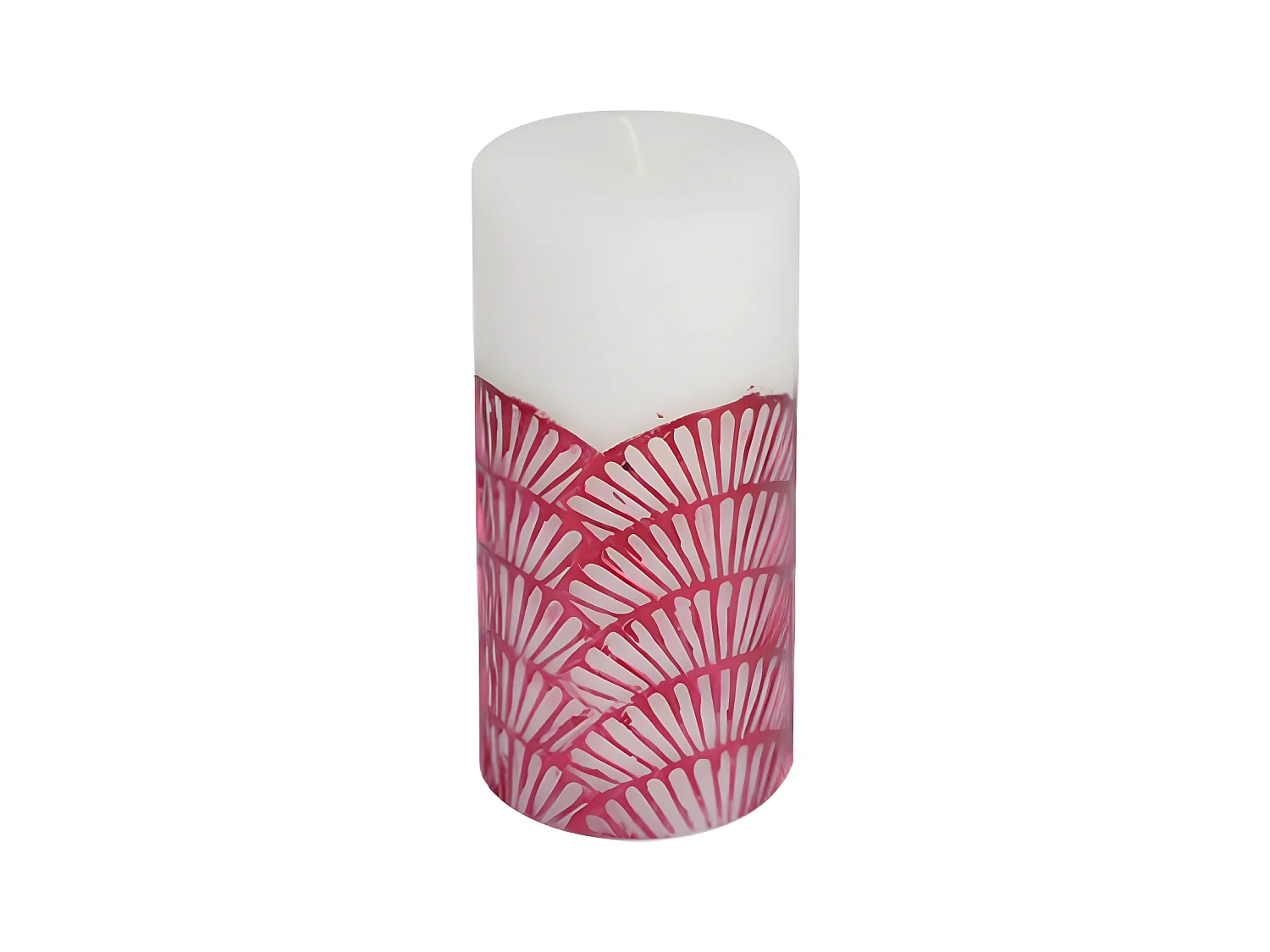 Bougie Pilier Déco "Mermaid" 14cm Fuchsia & Blanc
