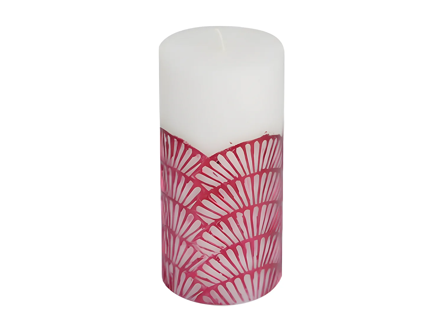 Bougie Pilier Déco "Mermaid" 14cm Fuchsia & Blanc