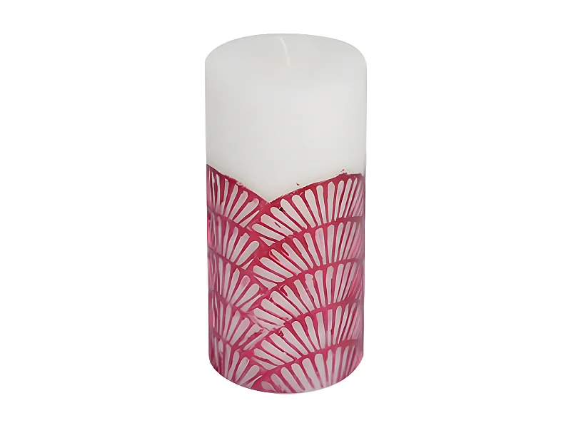 Bougie Pilier Déco "Mermaid" 14cm Fuchsia & Blanc