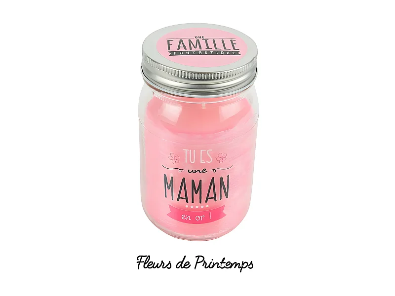 Bougie Parfumée en Verre "Maman" 13cm Fleur de Printemps