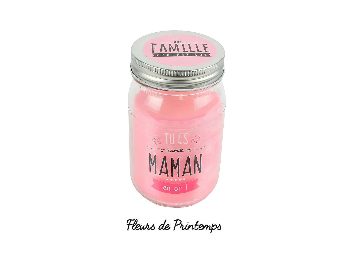 Bougie Parfumée en Verre "Maman" 13cm Fleur de Printemps
