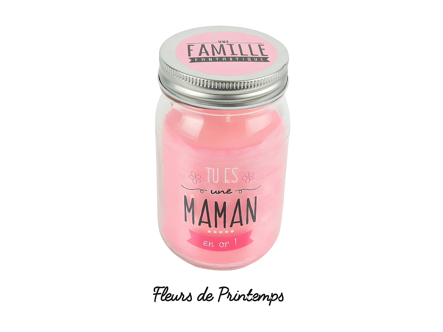 Bougie Parfumée en Verre "Maman" 13cm Fleur de Printemps