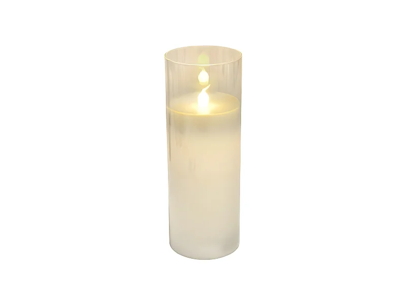 Bougie Ronde LED "Verrine" 17cm Blanc