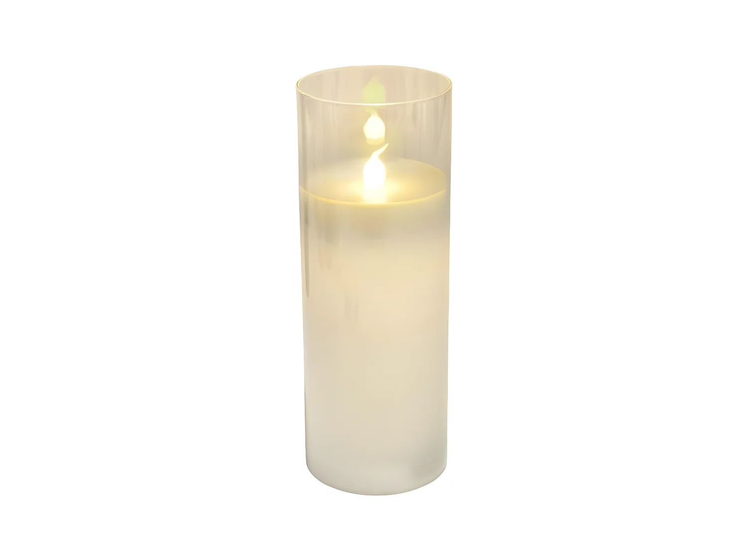 Bougie Ronde LED "Verrine" 17cm Blanc