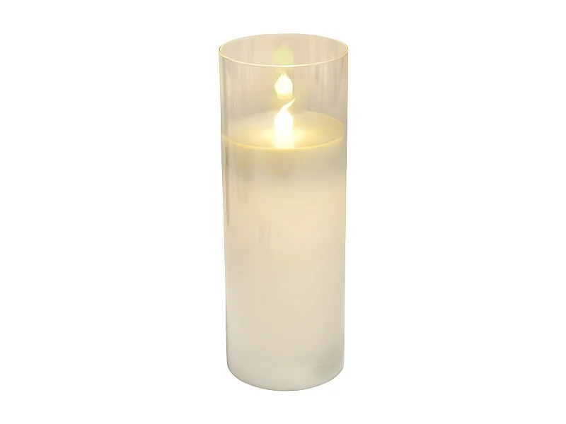 Bougie Ronde LED "Verrine" 17cm Blanc