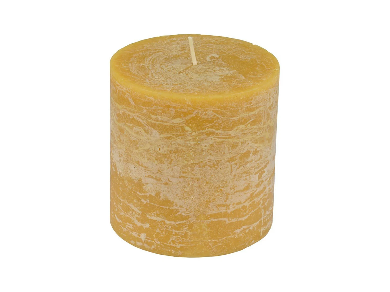 Bougie Pilier Ronde Déco "Rustique" 10cm Jaune