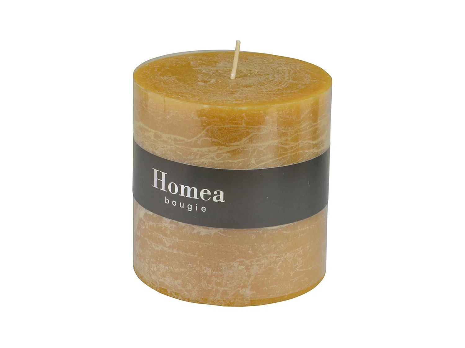 Bougie Pilier Ronde Déco "Rustique" 10cm Jaune