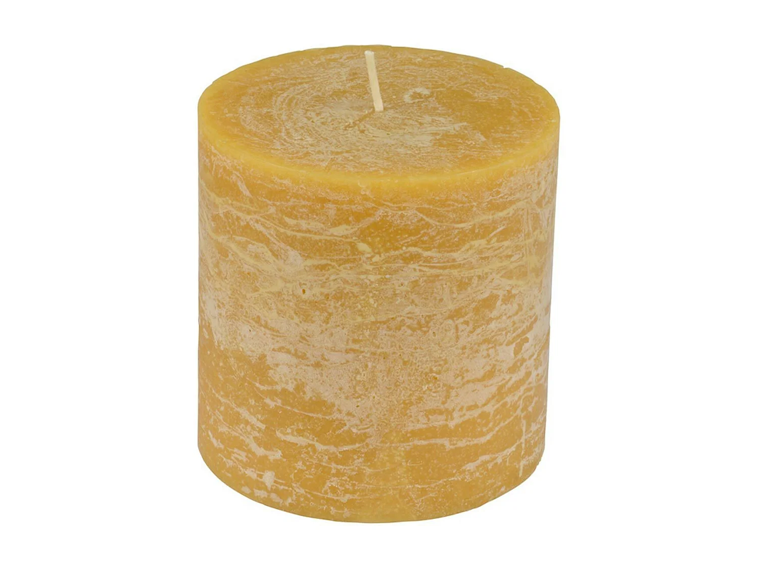 Bougie Pilier Ronde Déco "Rustique" 10cm Jaune