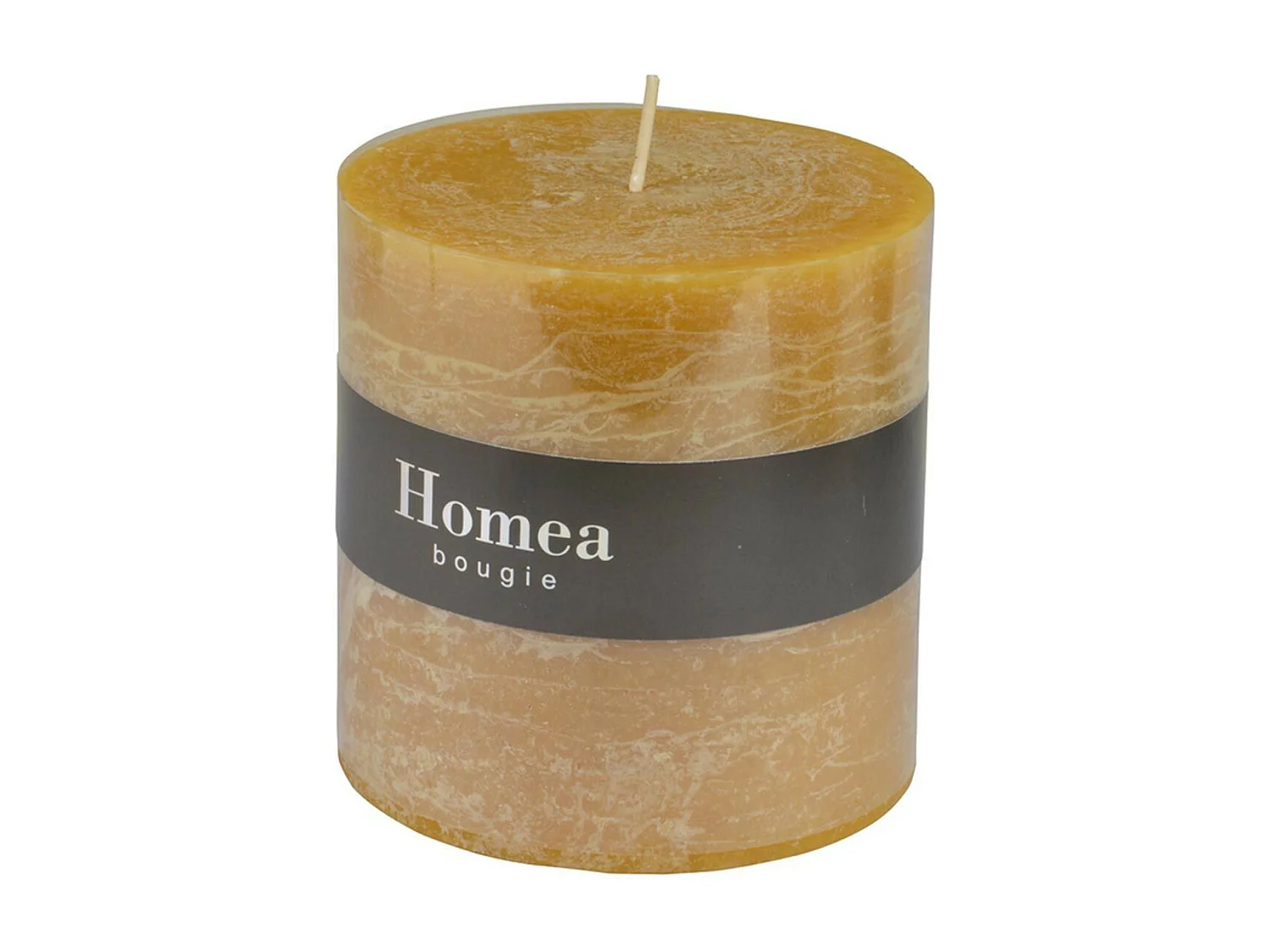 Bougie Pilier Ronde Déco "Rustique" 10cm Jaune