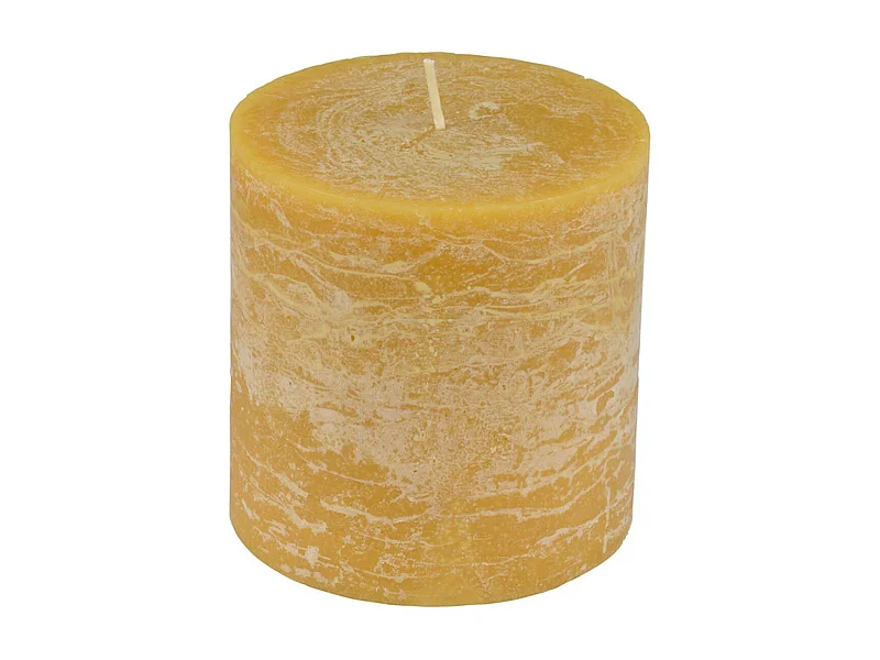 Bougie Pilier Ronde Déco "Rustique" 10cm Jaune