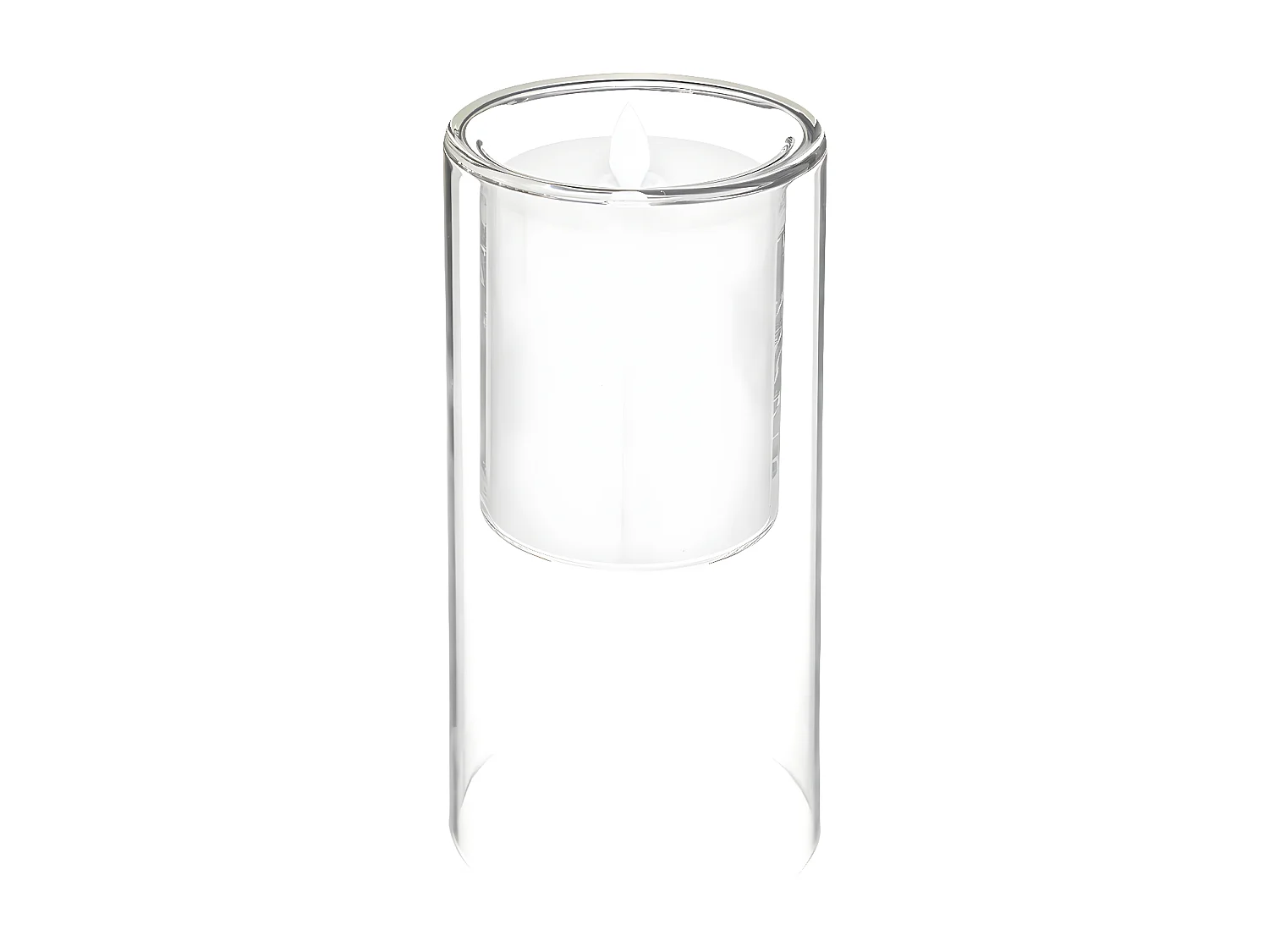 Lot de 3 Bougies Led "Double Verre" 25cm Transparent