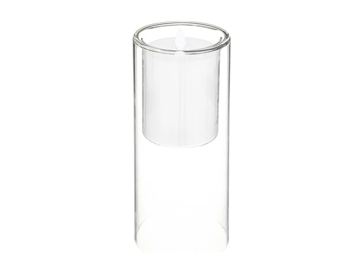 Lot de 3 Bougies Led "Double Verre" 25cm Transparent