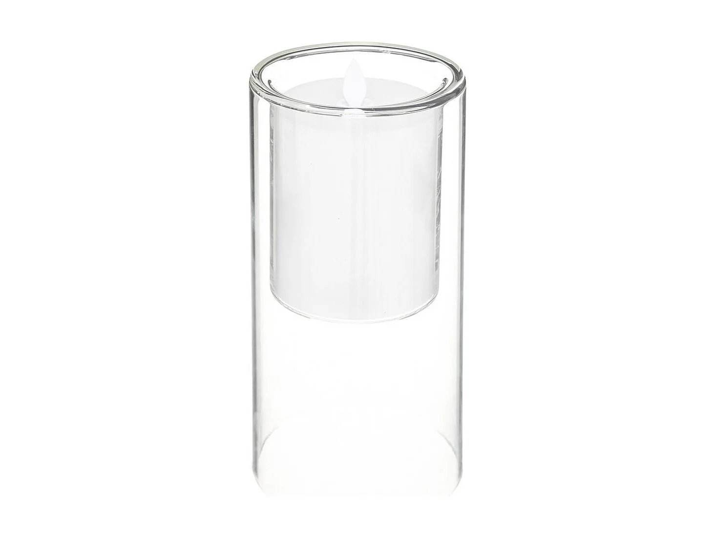 Lot de 3 Bougies Led "Double Verre" 25cm Transparent