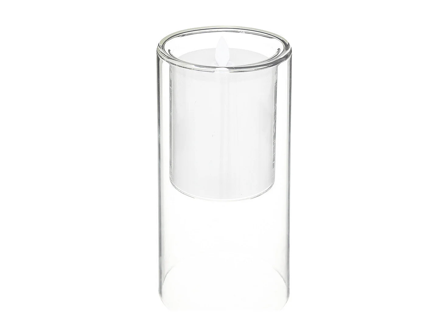 Lot de 3 Bougies Led "Double Verre" 25cm Transparent