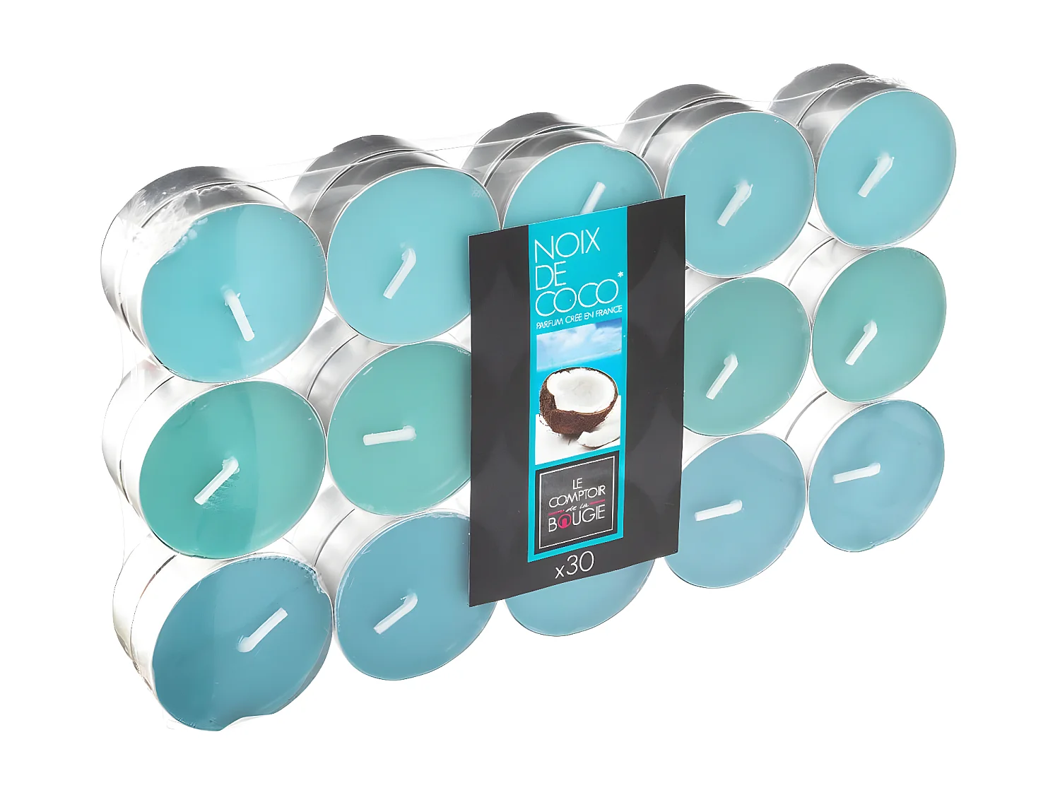 Lot de 30 Bougies Chauffe-Plat Parfumées 3,7cm Coco