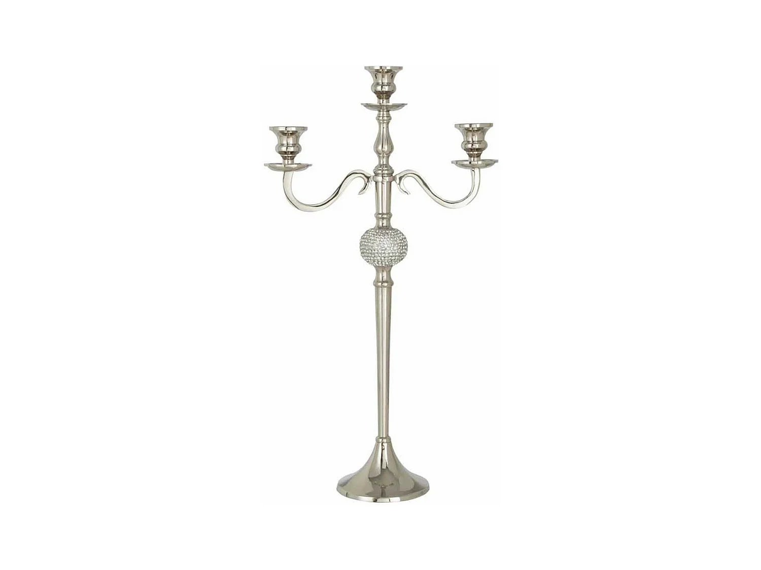 Chandelier 3 Branches Déco "Diamant" 56cm Argent
