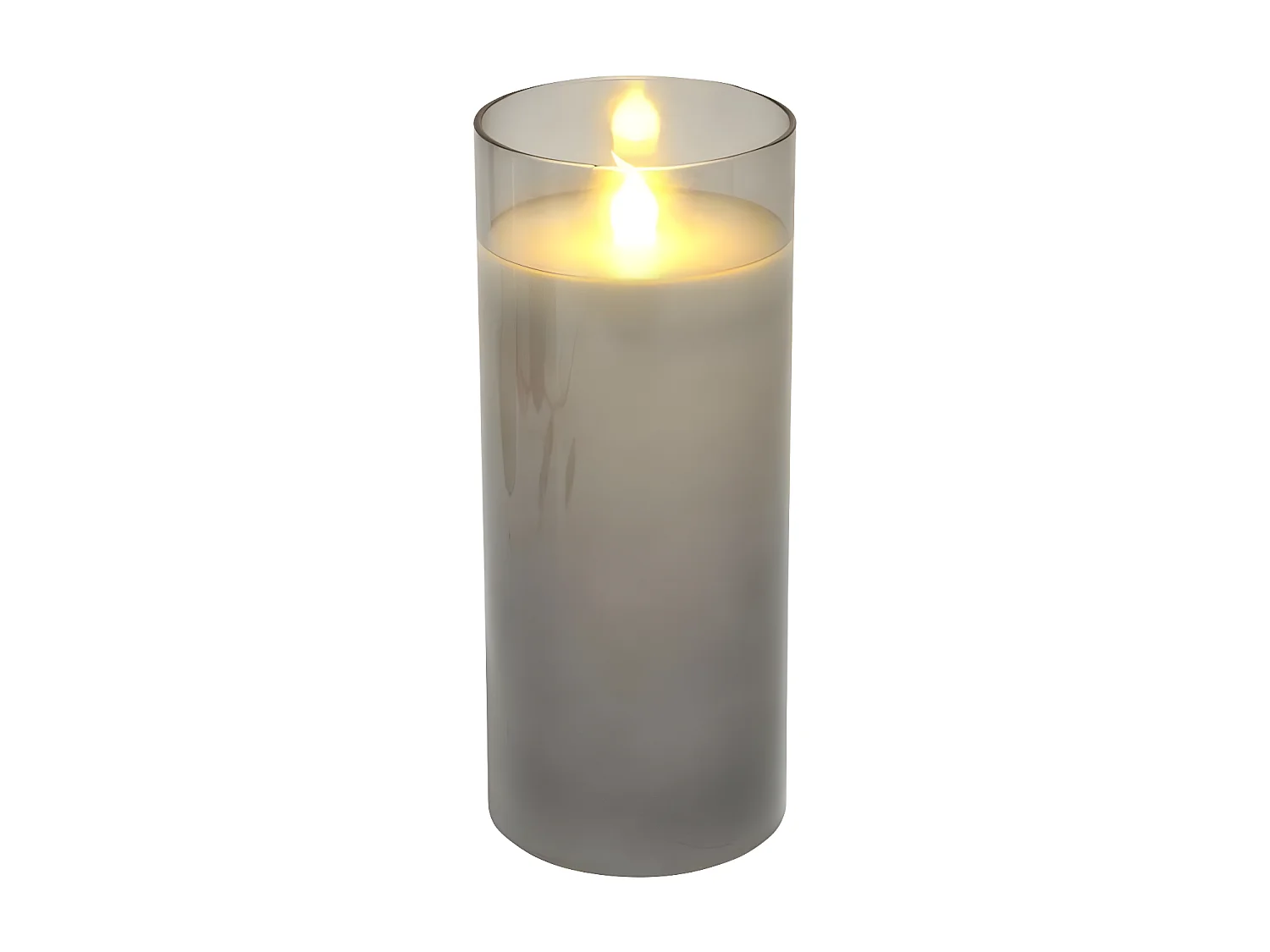 Bougie Ronde LED "Verrine" 17cm Gris Clair