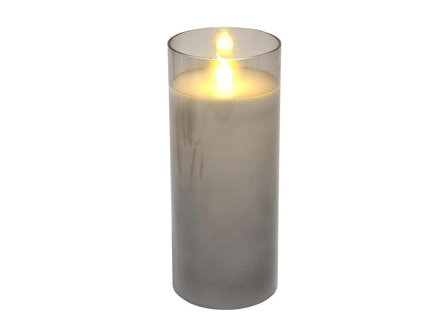Bougie Ronde LED "Verrine" 17cm Gris Clair