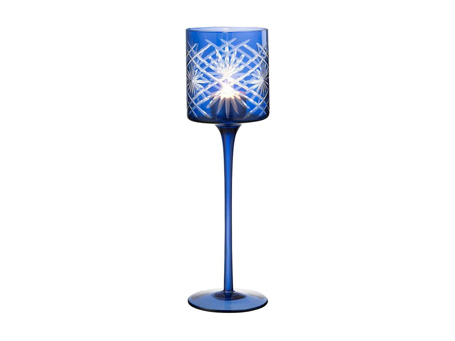 Photophore sur Pied Déco "Santorini" 30cm Bleu