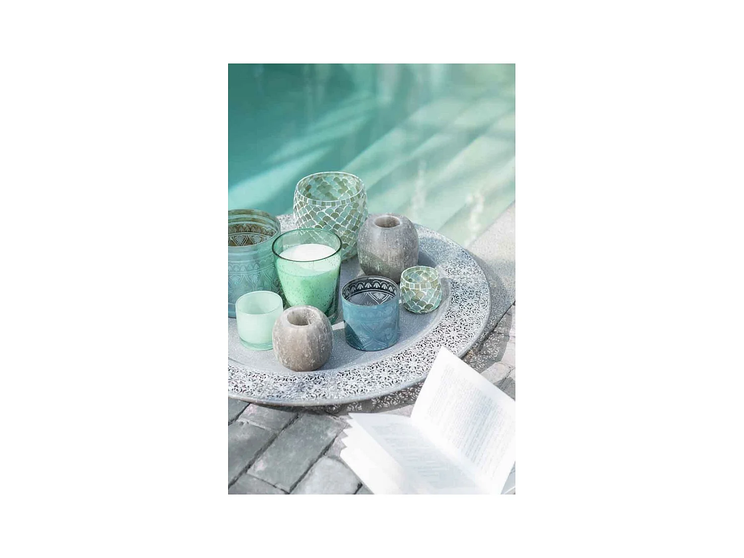 Portavelas de vidrio Azur 15.5x15.5x16 cm