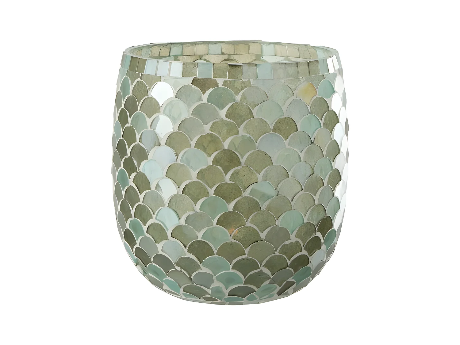 Photophore Design "Mosaïque" 16cm Bleu Azur