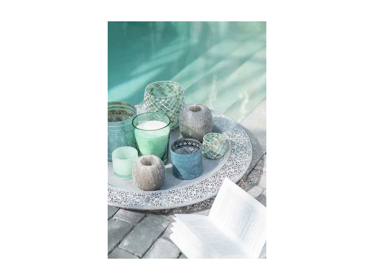 Portavelas de vidrio Azur 15.5x15.5x16 cm