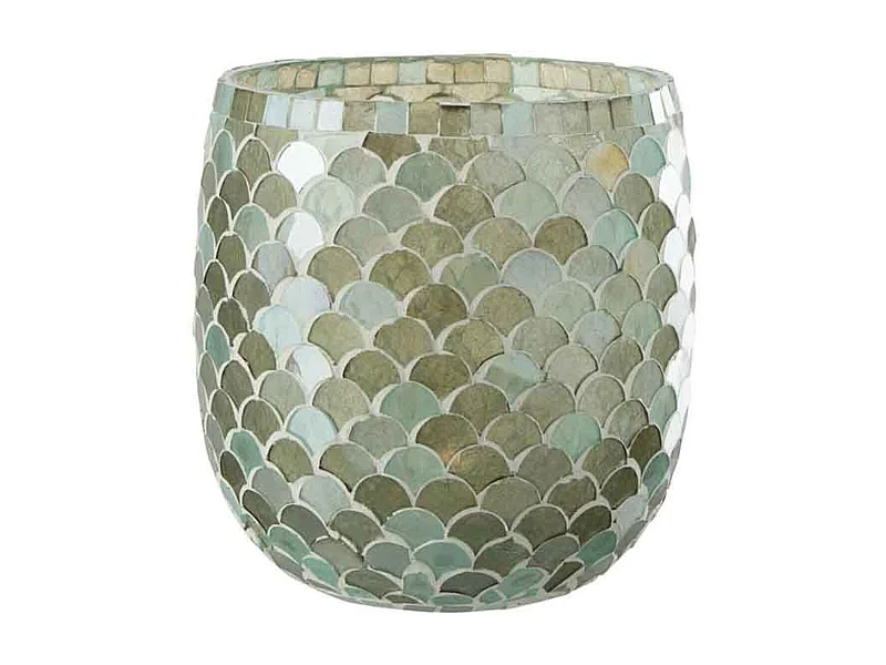 Photophore Design "Mosaïque" 16cm Bleu Azur