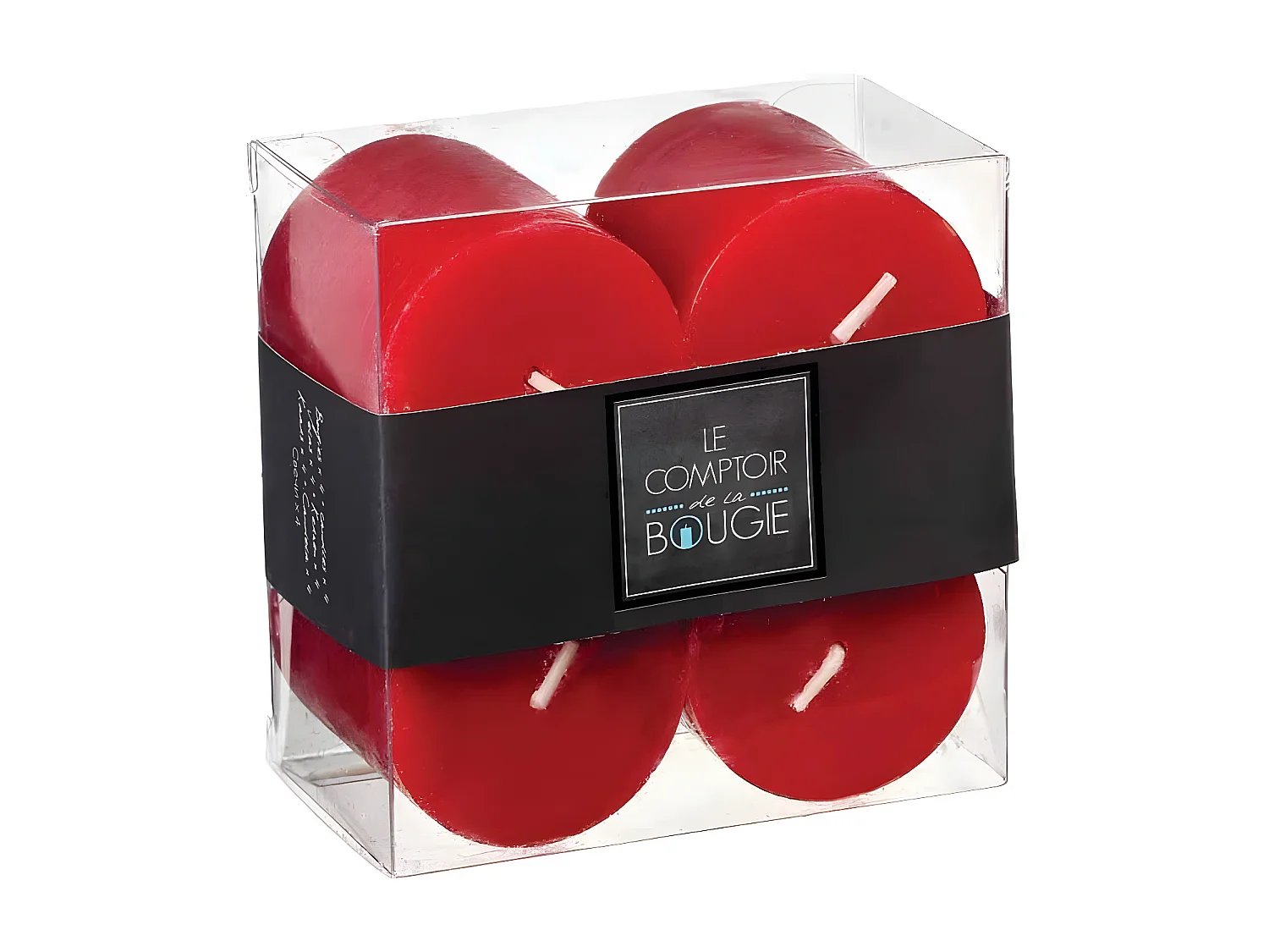 Lot de 4 Bougies Votives "Rustic" 4,5cm Rouge