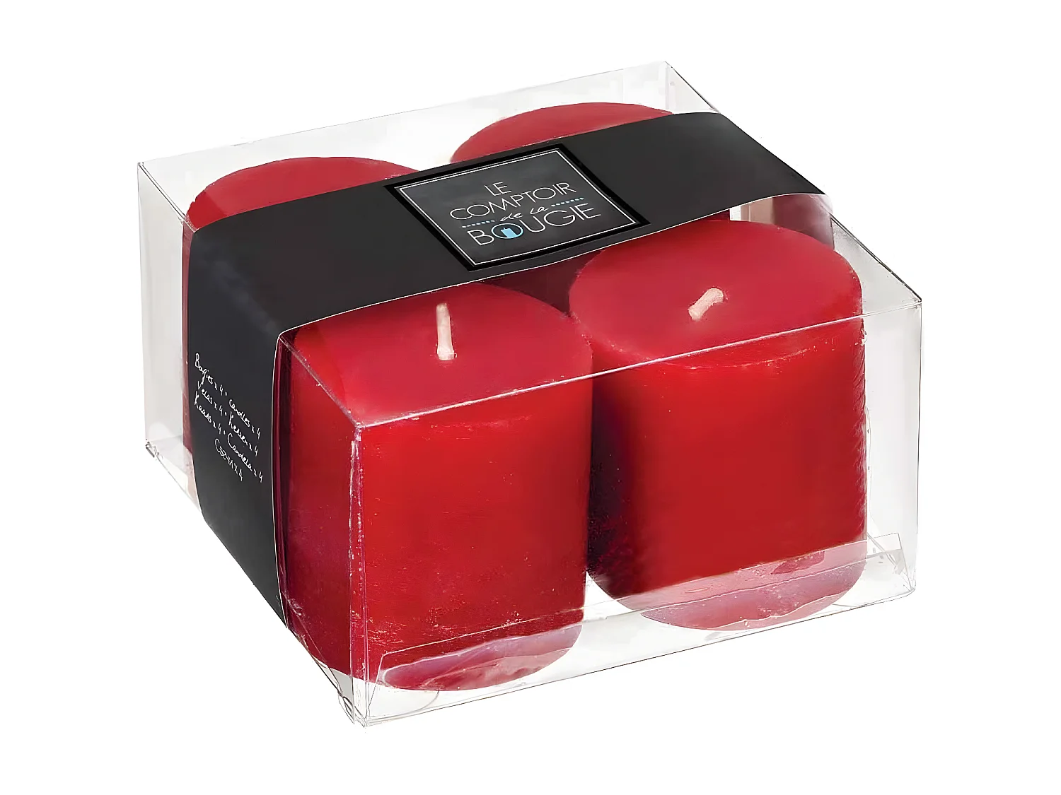 Lot de 4 Bougies Votives "Rustic" 4,5cm Rouge