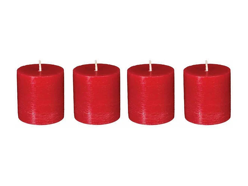 Lot de 4 Bougies Votives "Rustic" 4,5cm Rouge