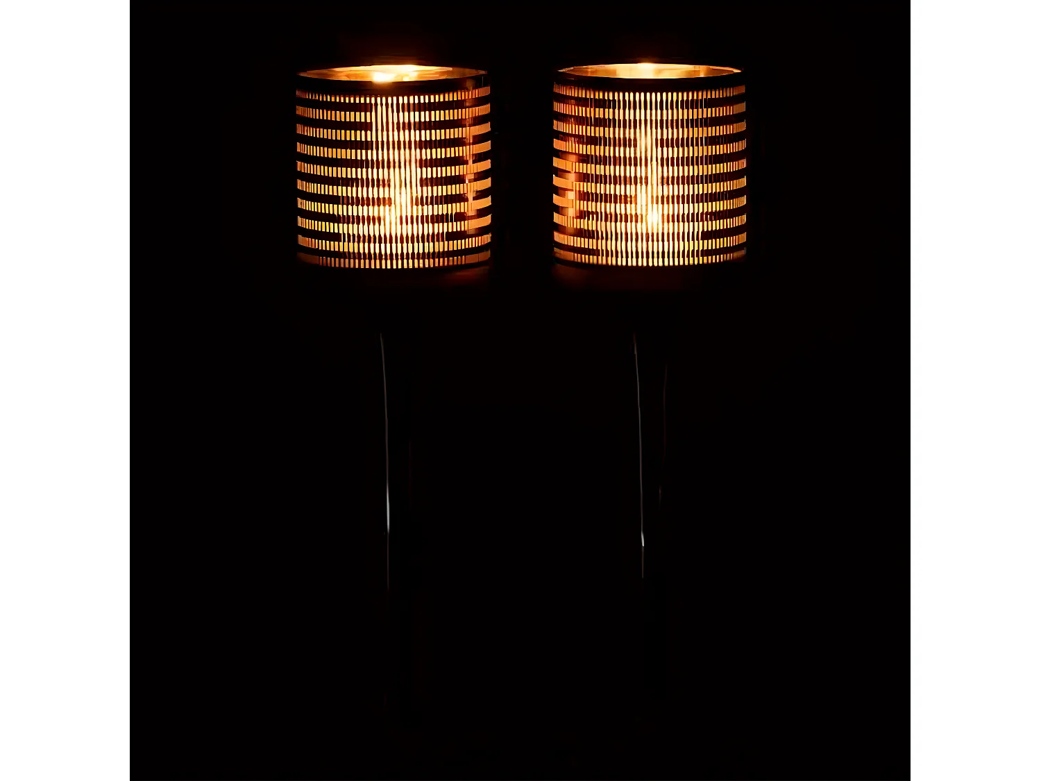 Lot de 2 Photophores sur Pied "Verre Rayé" 25cm Marron