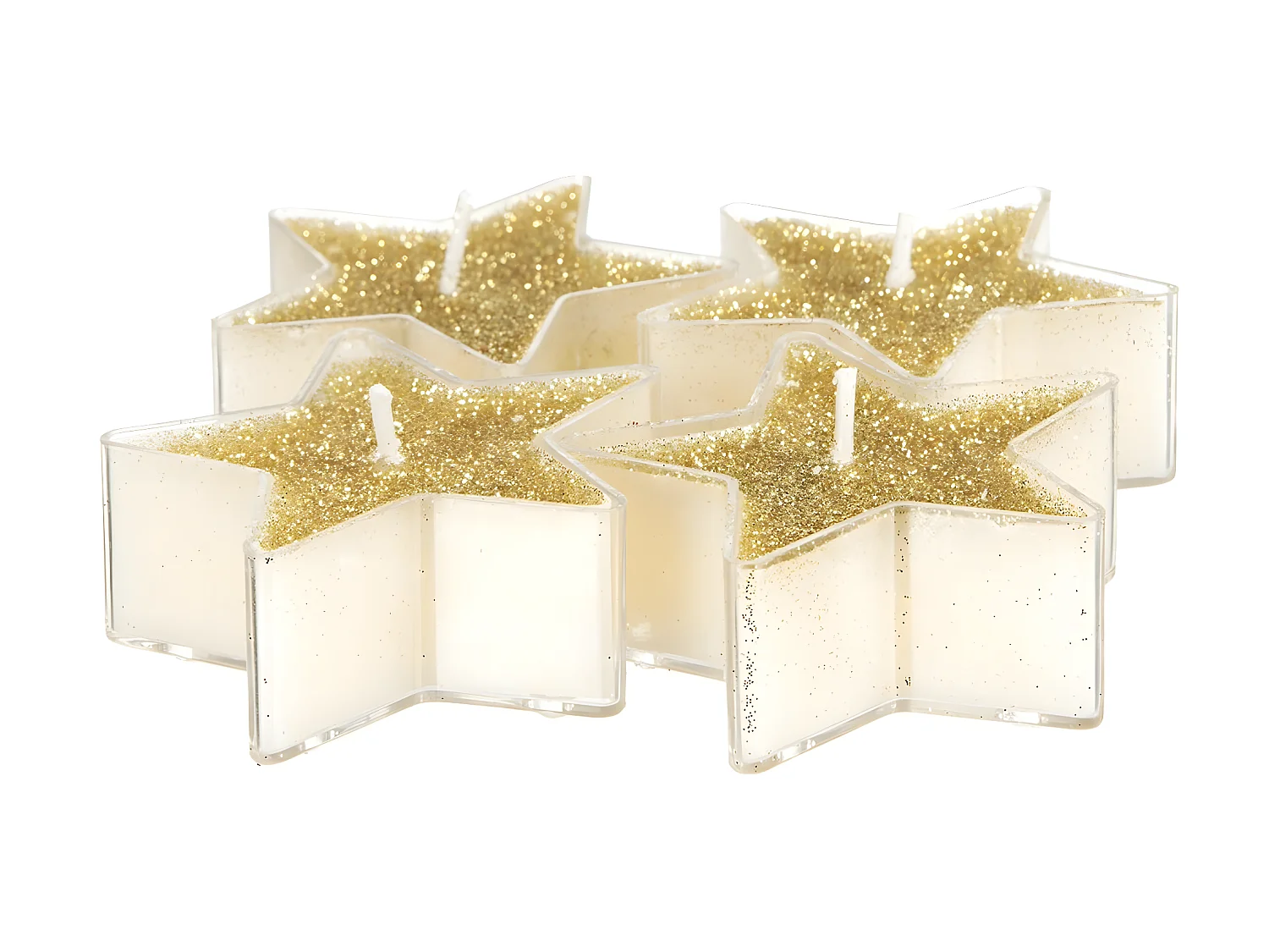 Lot de 4 Bougies Étoiles "Colorama" 24g Or