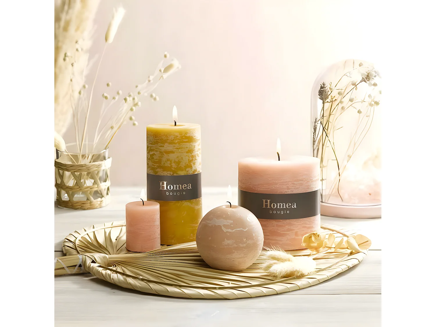 Lot de 5 Bougies Chandelier "Rustique" 20cm Jaune