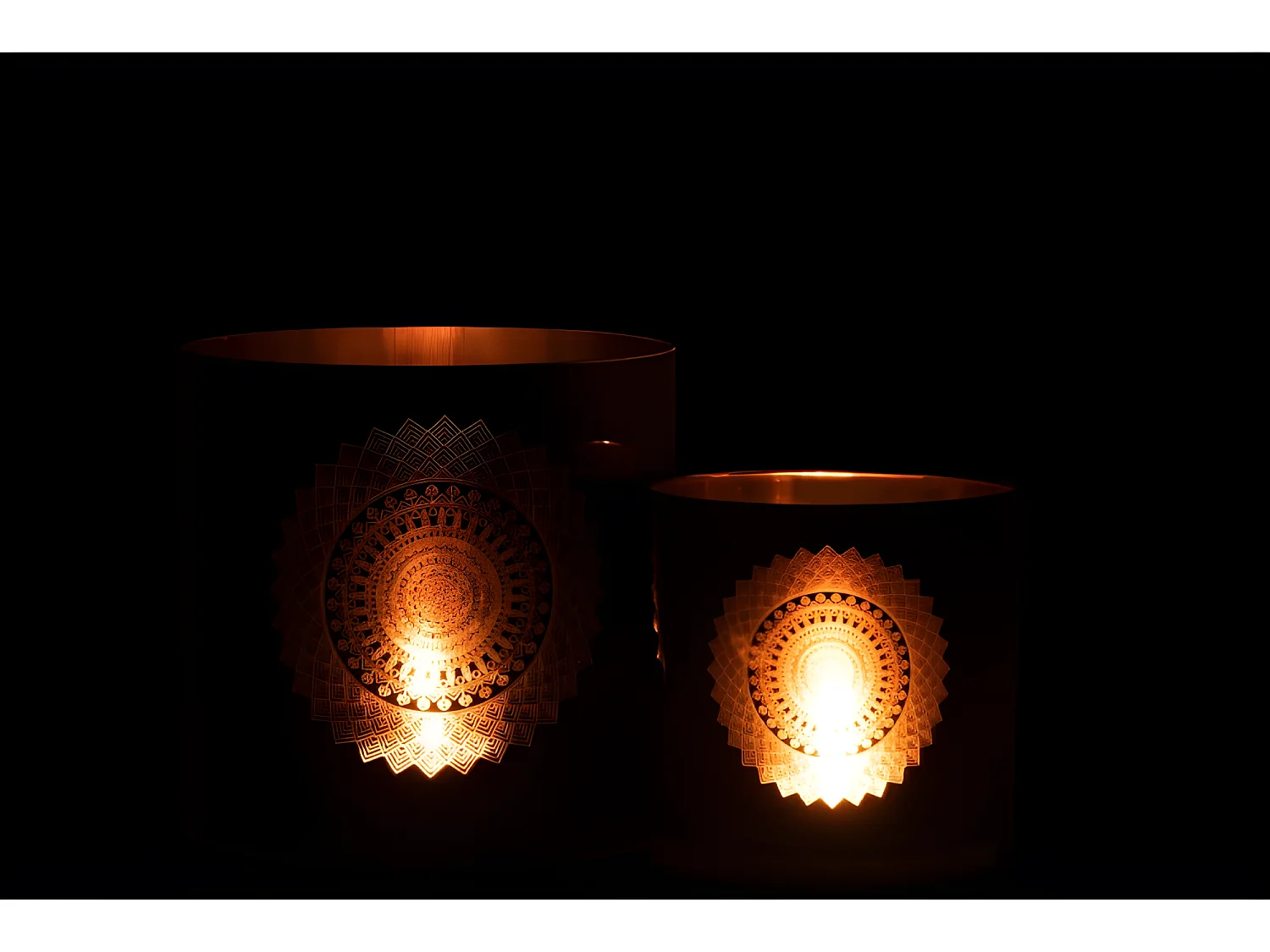 Photophore en Verre "Boho" 20cm Noir & Cuivre