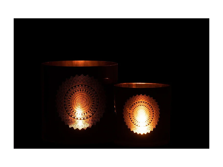 Photophore en Verre "Boho" 20cm Noir & Cuivre