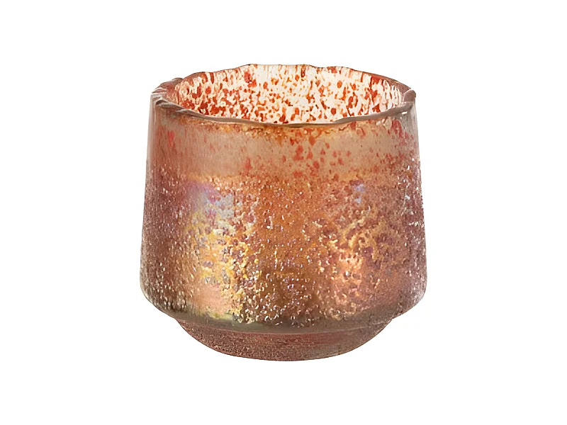 Portavelas de vidrio naranja 14x14x13 cm