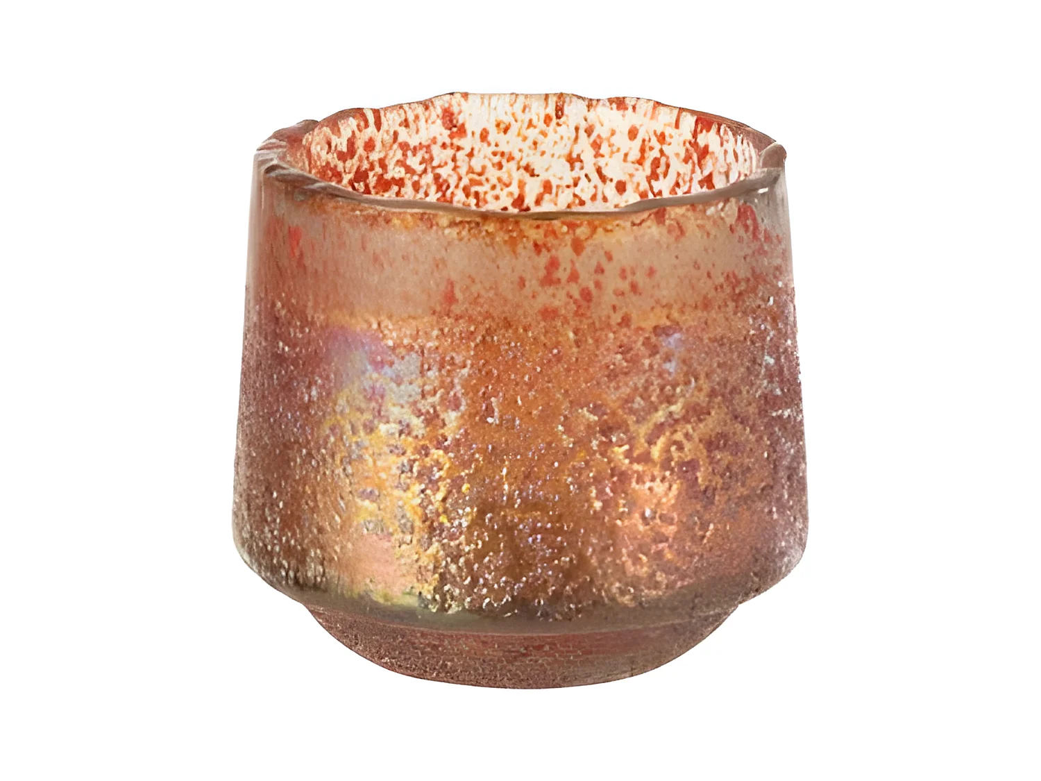 Portavelas de vidrio naranja 14x14x13 cm