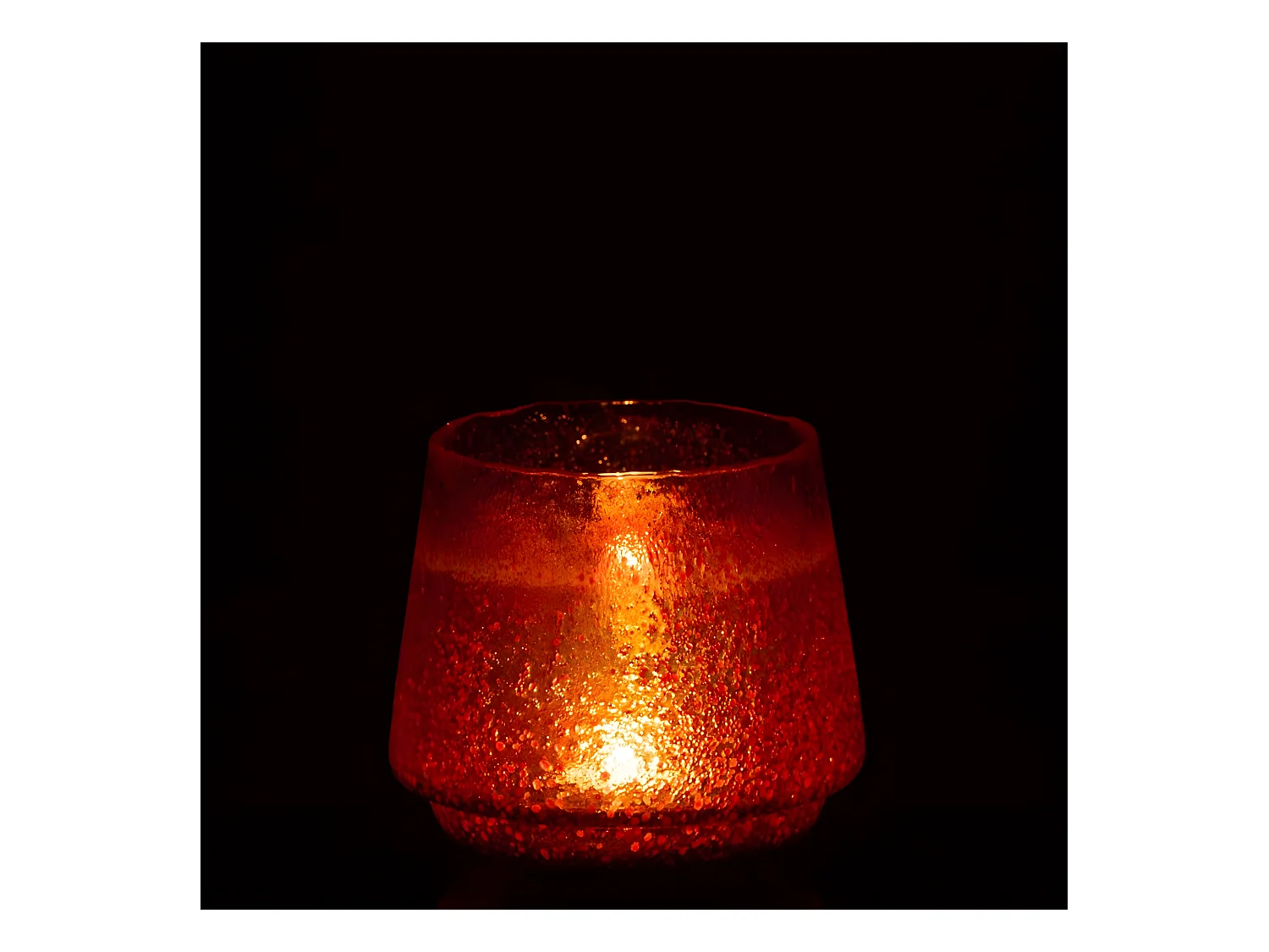 Portavelas de vidrio naranja 14x14x13 cm