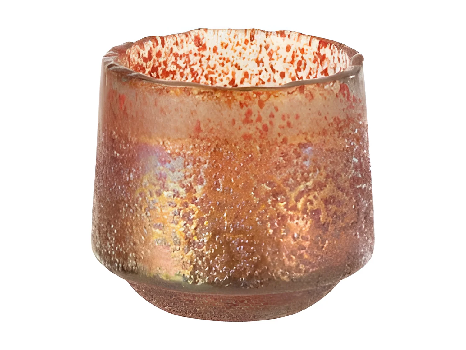 Portavelas de vidrio naranja 14x14x13 cm