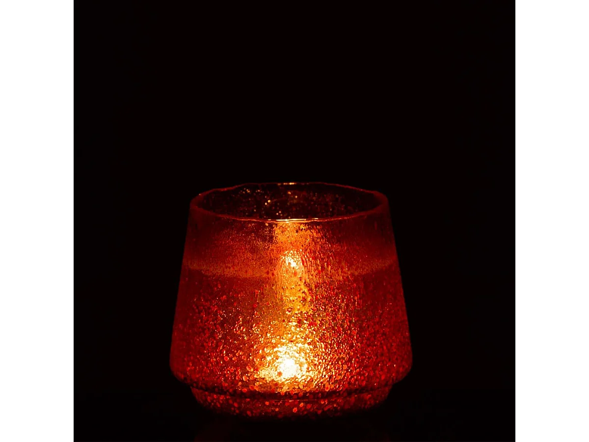 Photophore Design "Pois" 21cm Orange Rouille