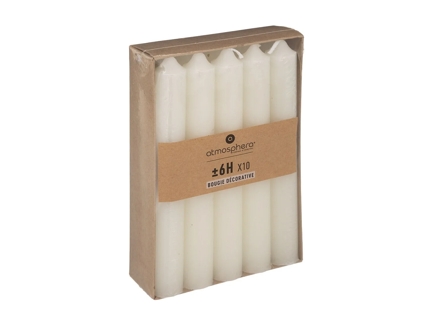 Lot de 10 Bougies Bâton "Hugo" 16cm Ivoire