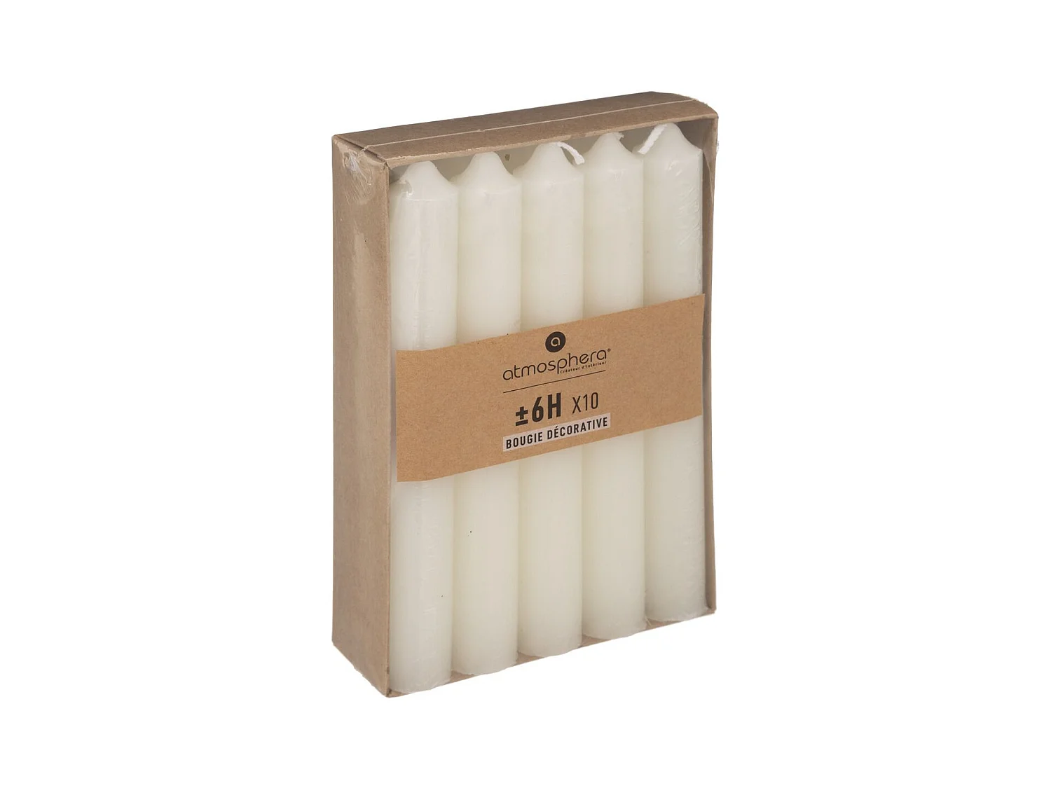 Lot de 10 Bougies Bâton "Hugo" 16cm Ivoire